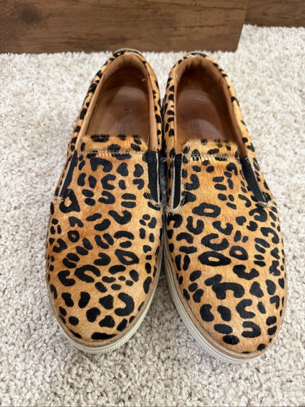 Lucchese Women's After-Ride Slip-On Shoes in leopard-print calf hair size 10